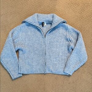 H&M Light Blue Knit Sweater with zipper size small